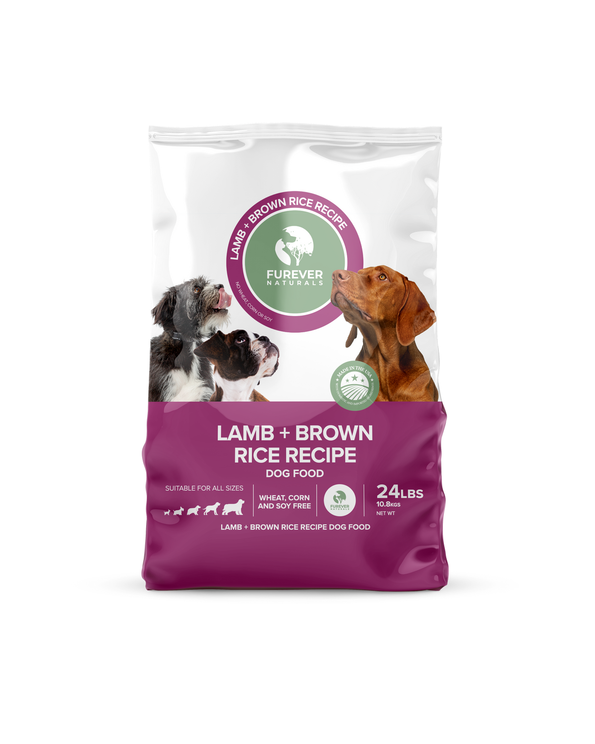 a bag of lamb and brown dog food